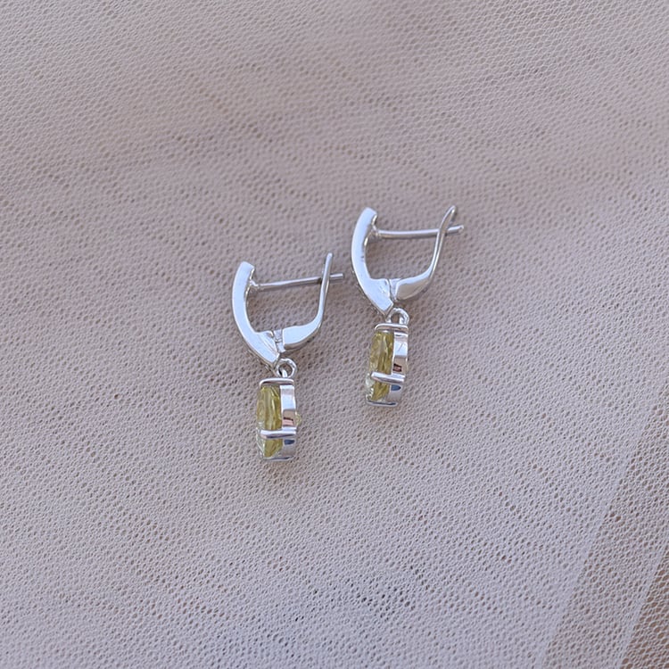 Visací náušnice s citrónovými topazy a zirkony 60168