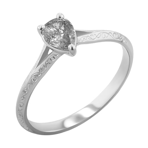 Ručně rytý prsten s pear salt and pepper diamantem Vivia