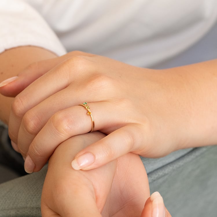 Minimalistický prsten se smaragdem, olivínem a citrínem Idalia 144788