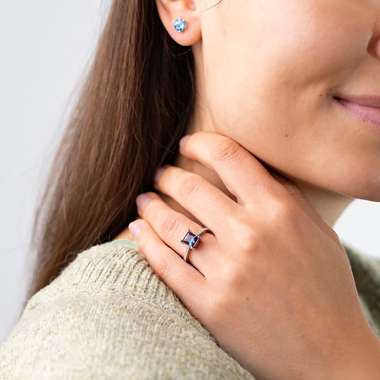 Prsten s lab-grown alexandritem a diamanty Kip 147465