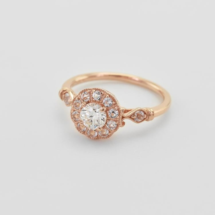 Vintage zásnubní prsten ze zlata s diamantem a topazy 46632