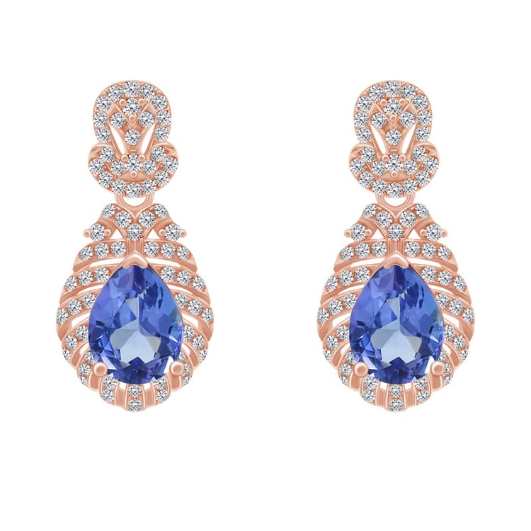 Zlaté náušnice s tanzanity 62202