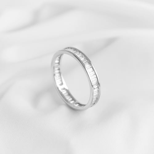 Eternity prsten s baguette diamanty a pánský komfortní prsten Pascal