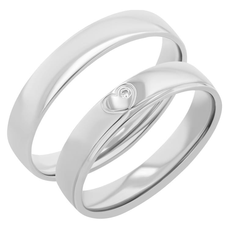 Snubní prsteny ze zlata se srdcem a diamantem Maline 117777