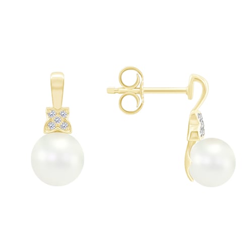 Elegantní náušnice s perlami a diamanty Barbary