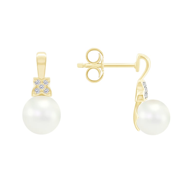 Zlaté náušnice s perlami a diamanty 43636