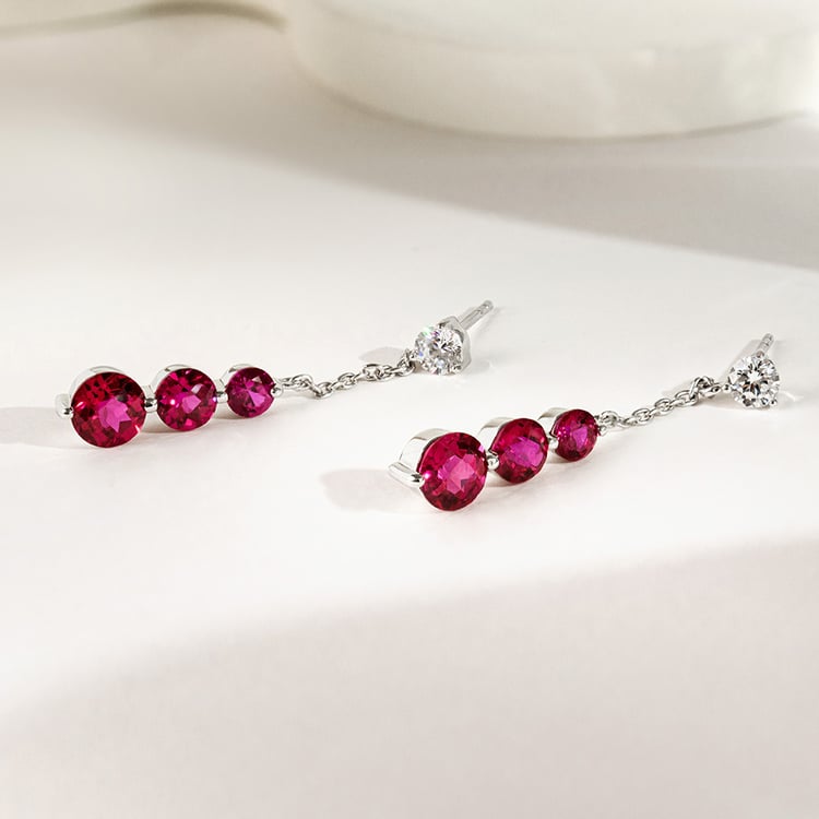 Stříbrné náušnice s rubíny Vasia 161550