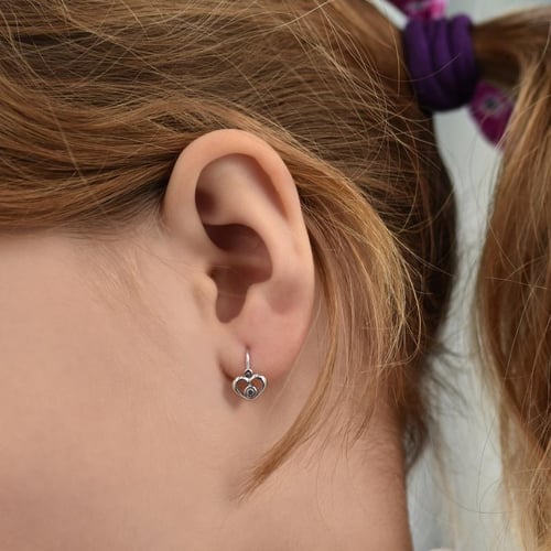 Zlaté dětské náušnice srdíčka s lab-grown diamanty Ariel