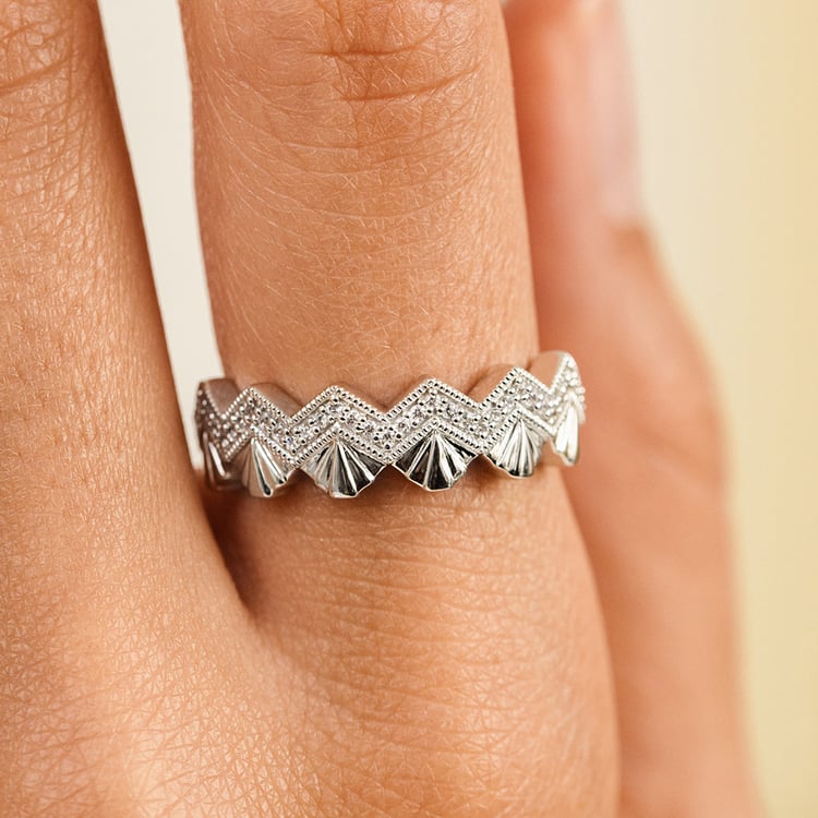 Moderní stříbrný prsten s diamanty Peder 162740