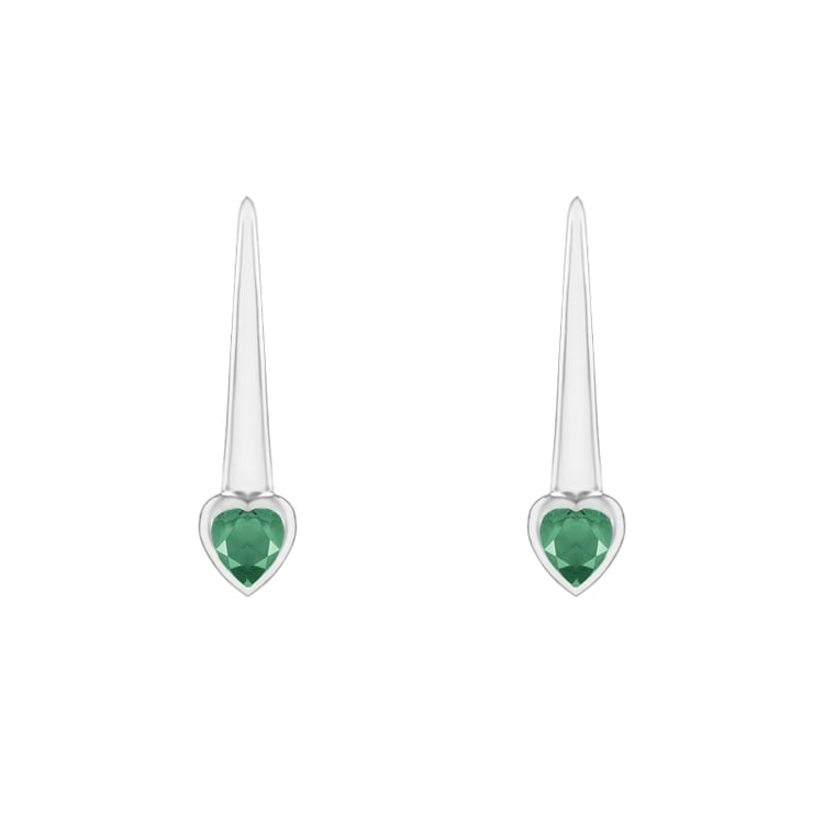 Visací náušnice se smaragdovými srdíčky Levy 144771