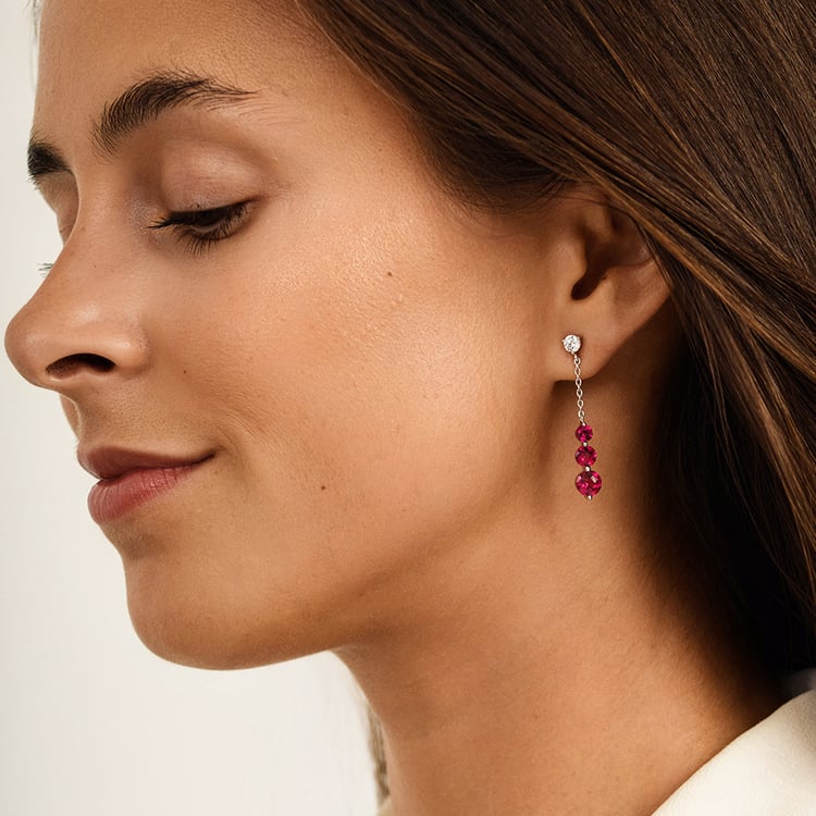 Stříbrné náušnice s rubíny Vasia 162681