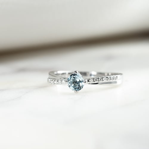 Prsten s akvamarínem a lab-grown diamanty Sewyn
