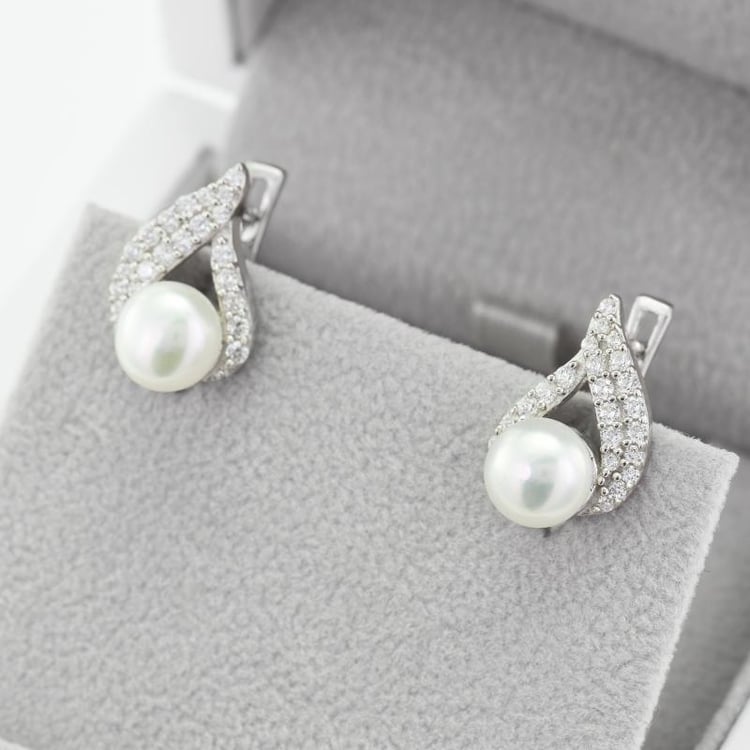 Stříbrné náušnice s perlami 49214