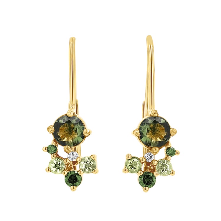 Cluster náušnice s vltavíny, safíry a diamanty Gita 146865