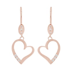 Zlaté visací náušnice ve tvaru srdce s diamanty Mekhi