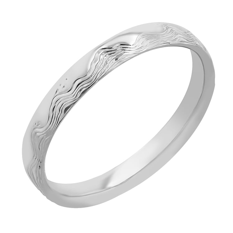 Snubní prsteny s ruční rytinou vln a diamanty Laurien 117248