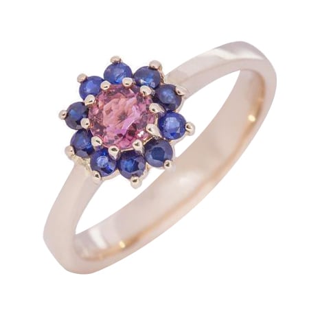 Zlatý prsten s turmalínem a safíry 59248