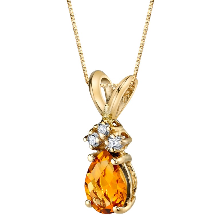 Citrínová slza ve zlatém přívěsku s diamanty Elen