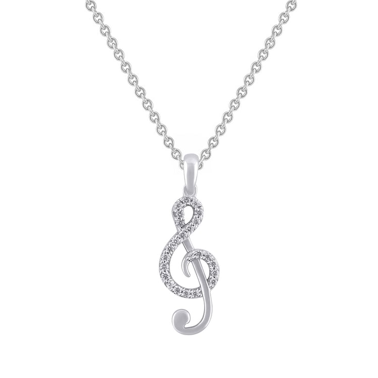 Zlatý přívěsek s lab-grown diamantem ve tvaru houslového klíče 163424