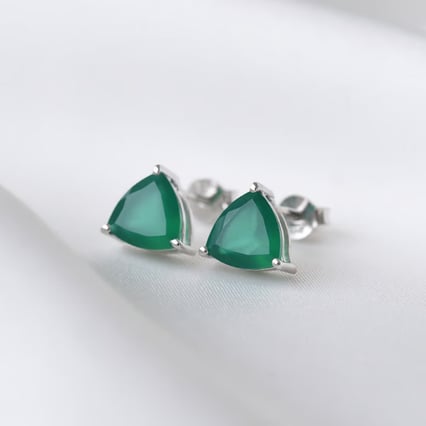 Jemné náušnice ze stříbra se zelenými acháty Nellie