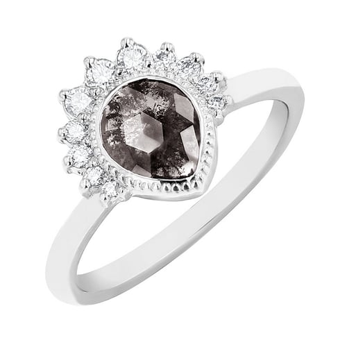 Prsten s pear salt and pepper diamantem a lab-grown diamanty Elysia