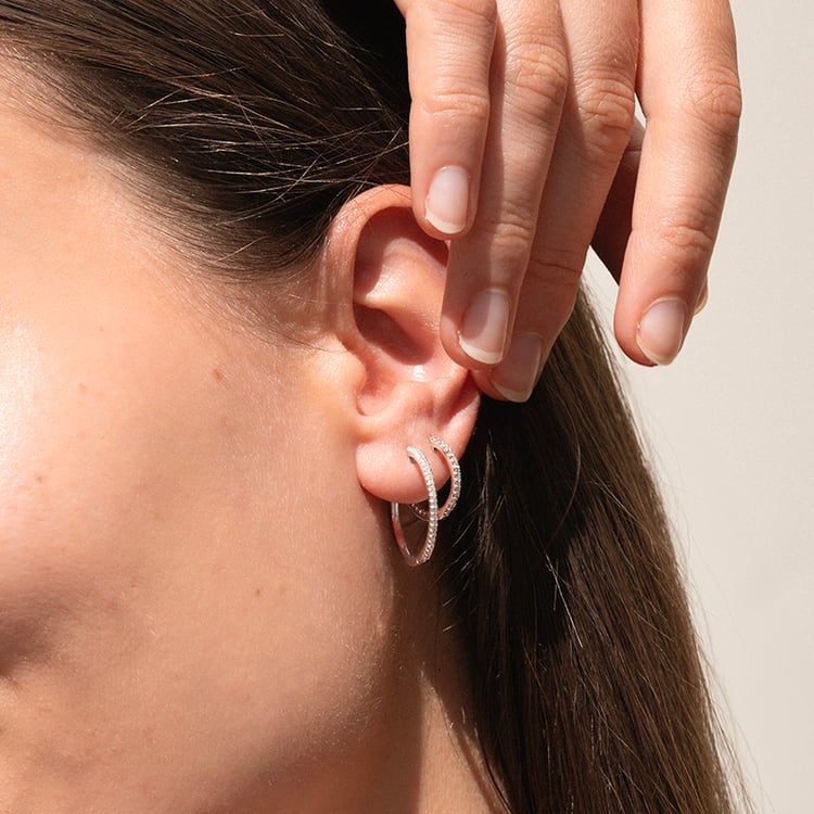 Zlaté kruhové náušnice s diamanty Boone 142294