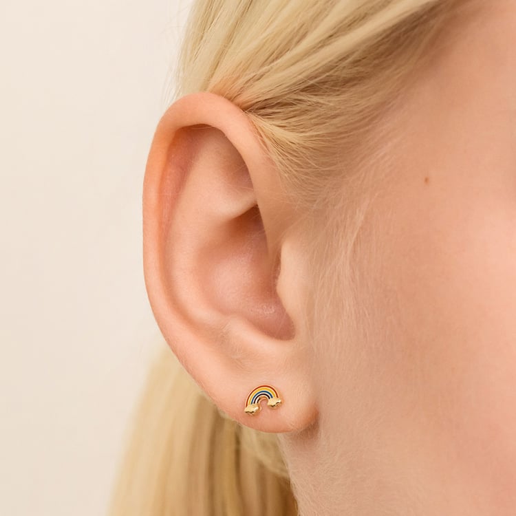 Zlaté dětské náušnice ve tvaru duhy Marigold 164372