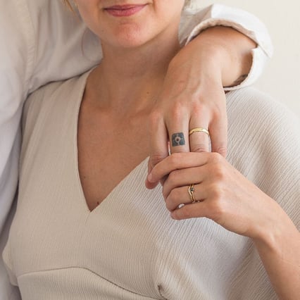 Set prstenů se salt and pepper diamantem Marine