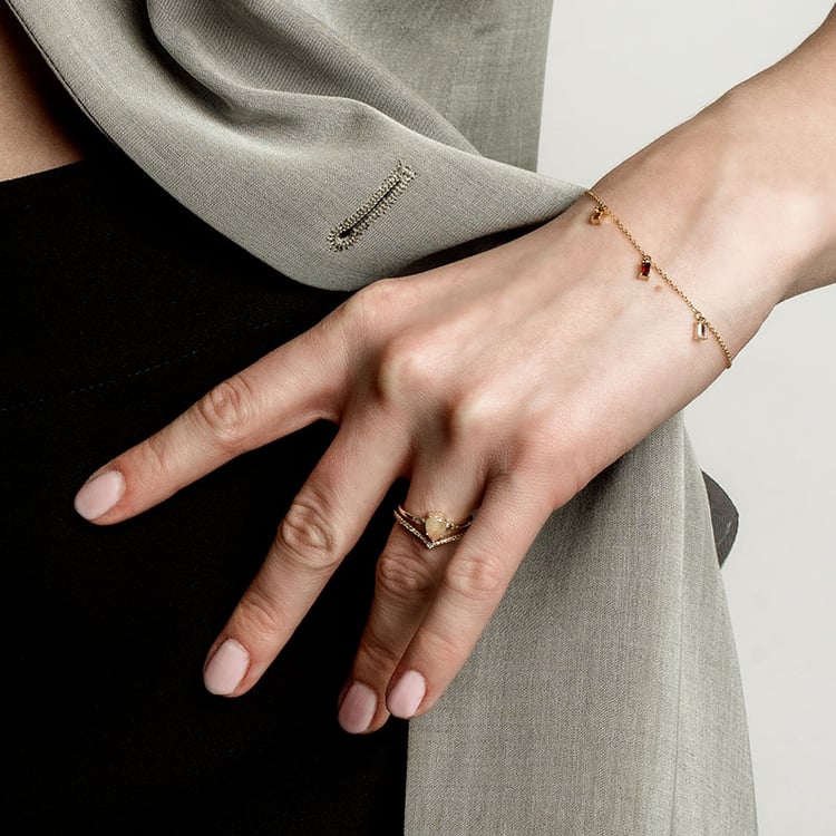 Zlatý náramek s citrínem, granátem a safírem Veera 97064