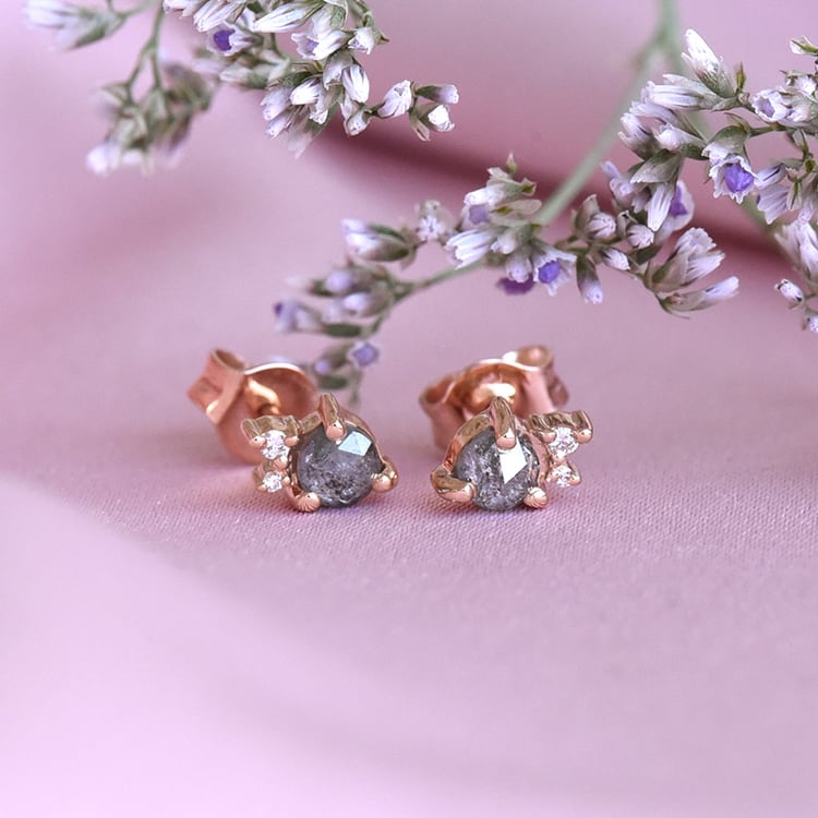 Zlaté cluster náušnice s diamantem 78904