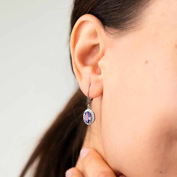 Náušnice s tanzanity a diamanty Caty 146435