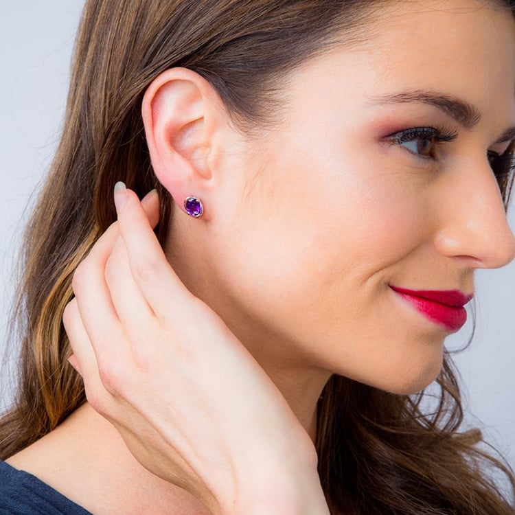 Stříbrné náušnice s ametysty 30521