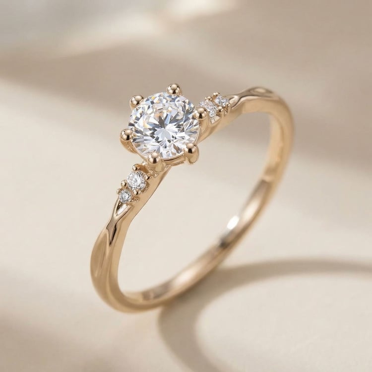 Zásnubní prsten z oříškového zlata s lab-grown diamanty 166504