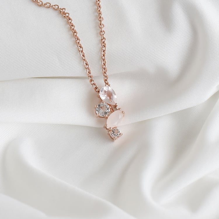 Pozlacený přívěsek ze stříbra s měsíčním kamenem, růženínem 93478