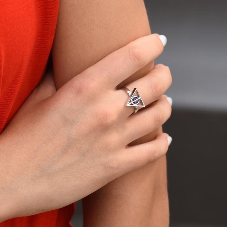 Magický zlatý prsten s ametystem Harry Potter 45827