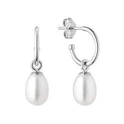 Stříbrné visací náušnice s perlou Coco