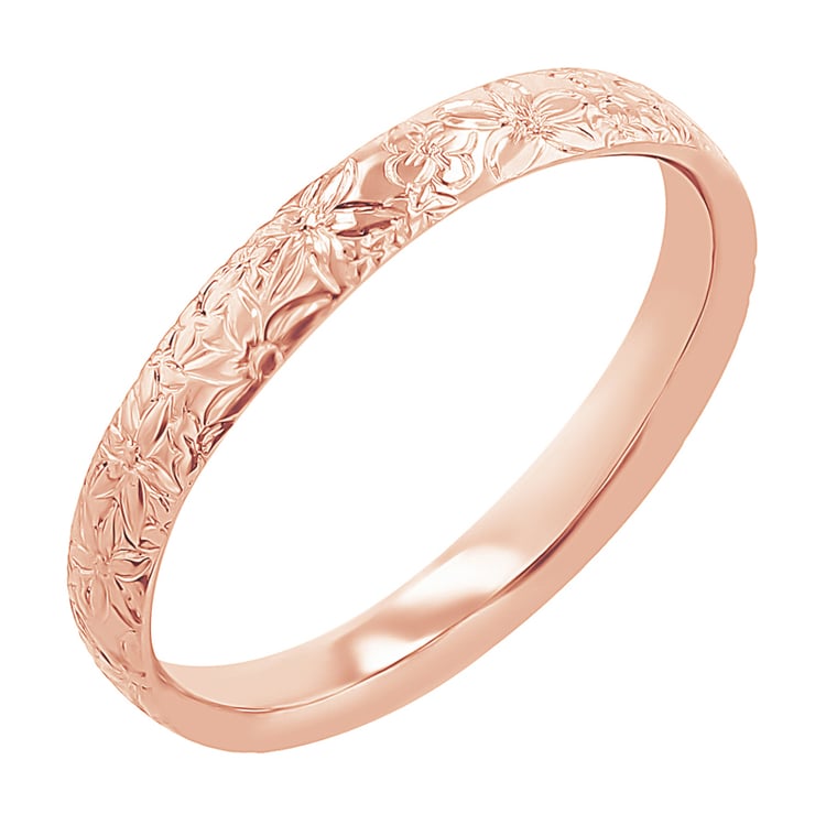 Snubní prsteny s ruční rytinou květin Willis 117262