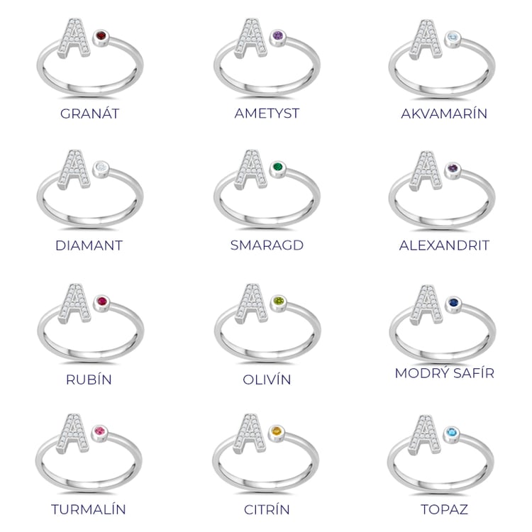 Diamantový prsten s výběrem písmene a drahokamu Armand 87883