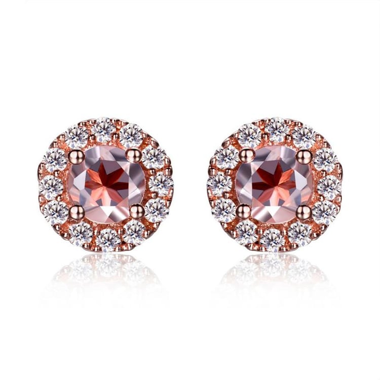 Pozlacené náušnice s morganity a zirkony Amhra