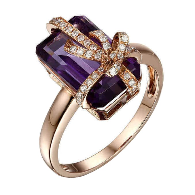 Prsten s ametystem v diamantové mašličce Edreen
