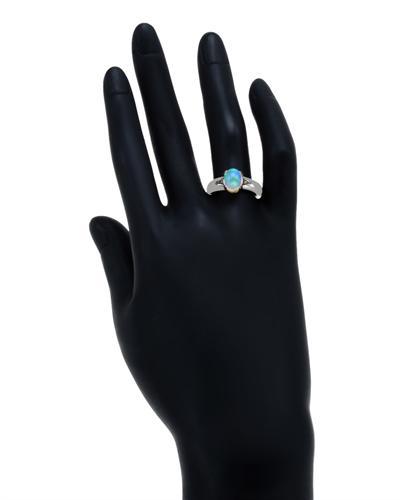 Stříbrný opálový prsten s barevnými diamanty 873