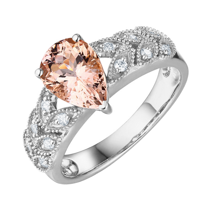 Morganitový prsten z bílého zlata 82393