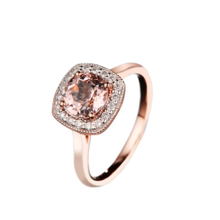 Morganitový prsten s růžového zlata Hawie