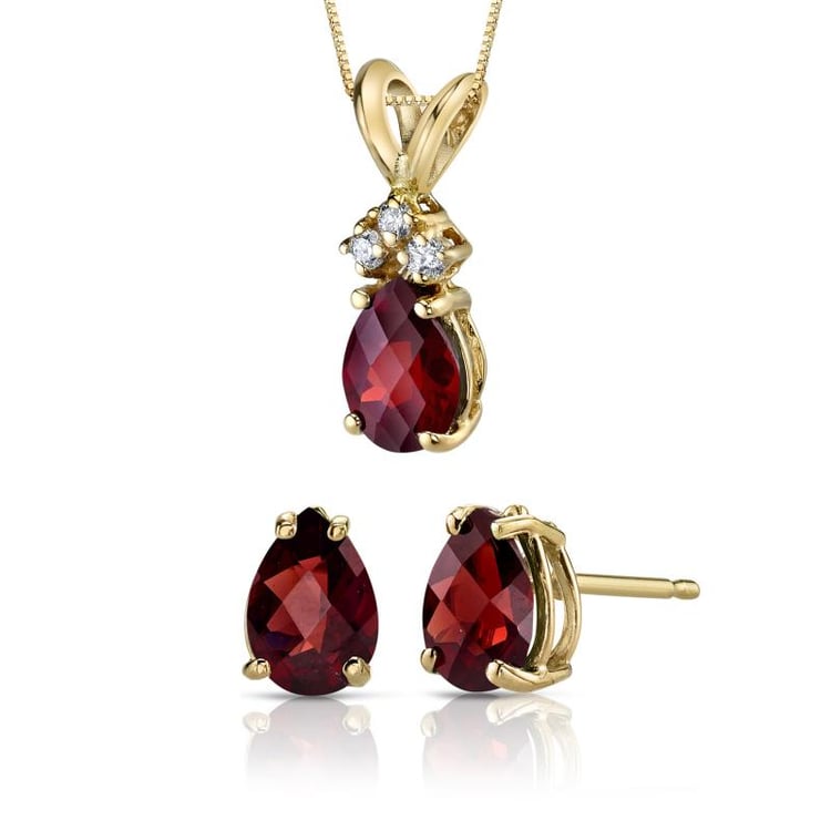 Kolekce zlatých šperků s červenými granáty Dicabe