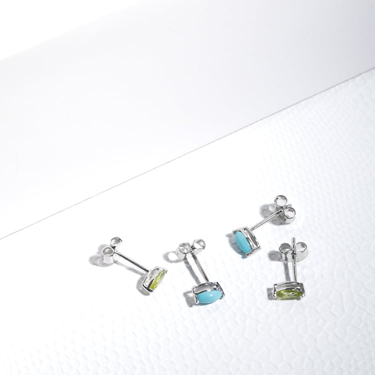 Minimalistické stříbrné náušnice s olivíny Andine 124169