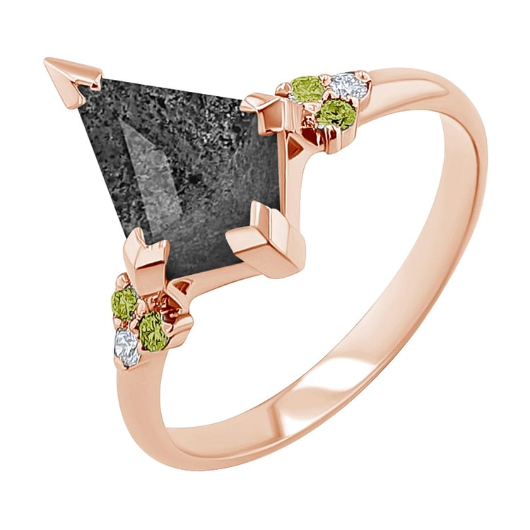 Neobyčejný prsten s dendritickým quartzem a olivínem Kettil 148409