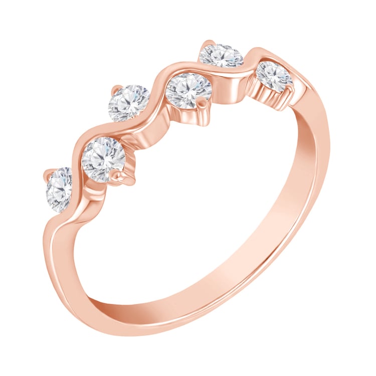 Prsten z růžového zlata se šesticí diamantů Adidio 