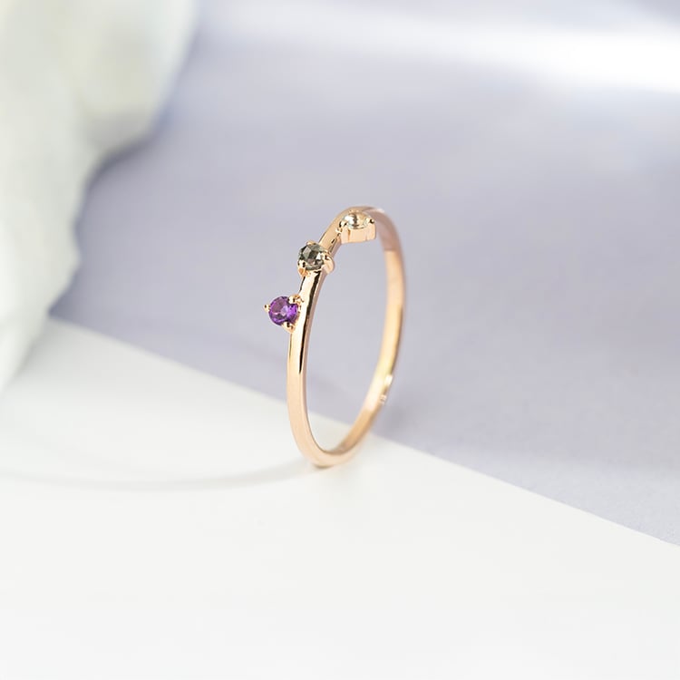 Minimalistický prsten se třemi drahokamy dle vašeho výběru Idalia 151766