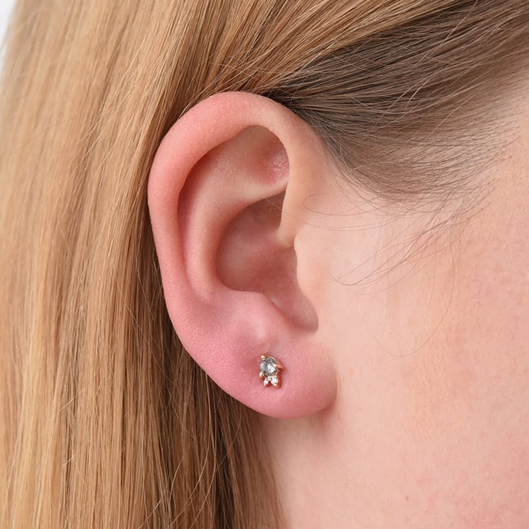 Zlaté cluster náušnice se salt and pepper diamanty 78907