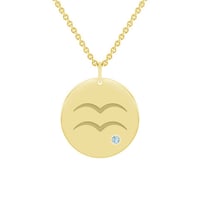 Zlatý přívěsek se znamením a akvamarínem Vodnář